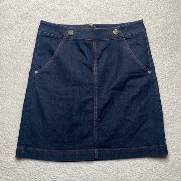 Loft Dark Denim A-line Mini Skirt Zipper Pockets Size 2 - Picture 6 of 7